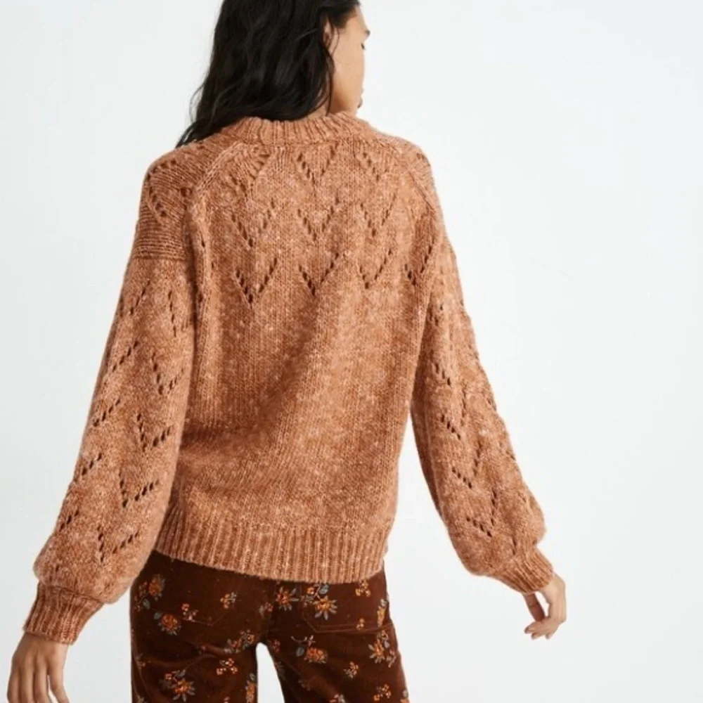 Madewell Pointelle Bubble-Sleeve Pullover Sweater
